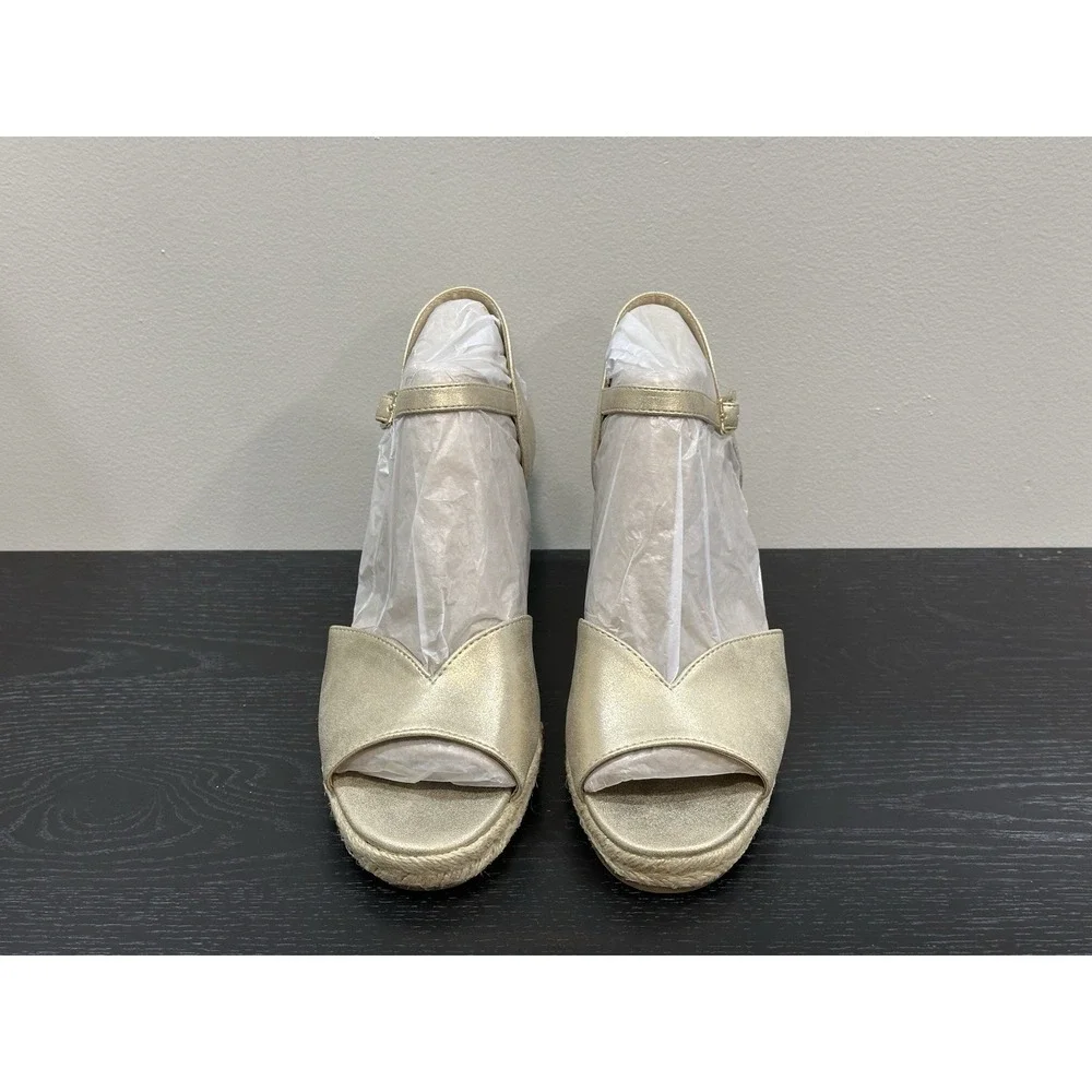 LifeStride Wedge Sandal Sz 11 Platino Tess Espadrille Velocity 2.0 Cushioned NEW